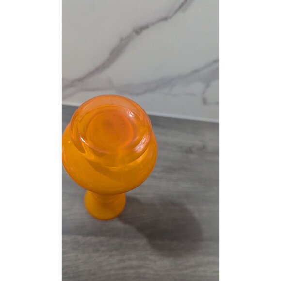 Vintage Orange Art Glass Vase Retro Mid-Century Modern Hand-Blown 8" Unique Deco - Picture 3 of 7